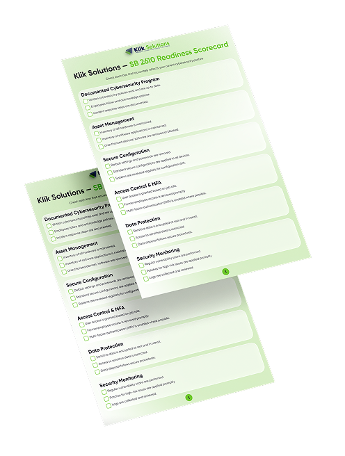 Klik Solutions: Texas SB 2610 Readiness Scorecard 1 Free Brand Floating Papers Poster Mockup 1