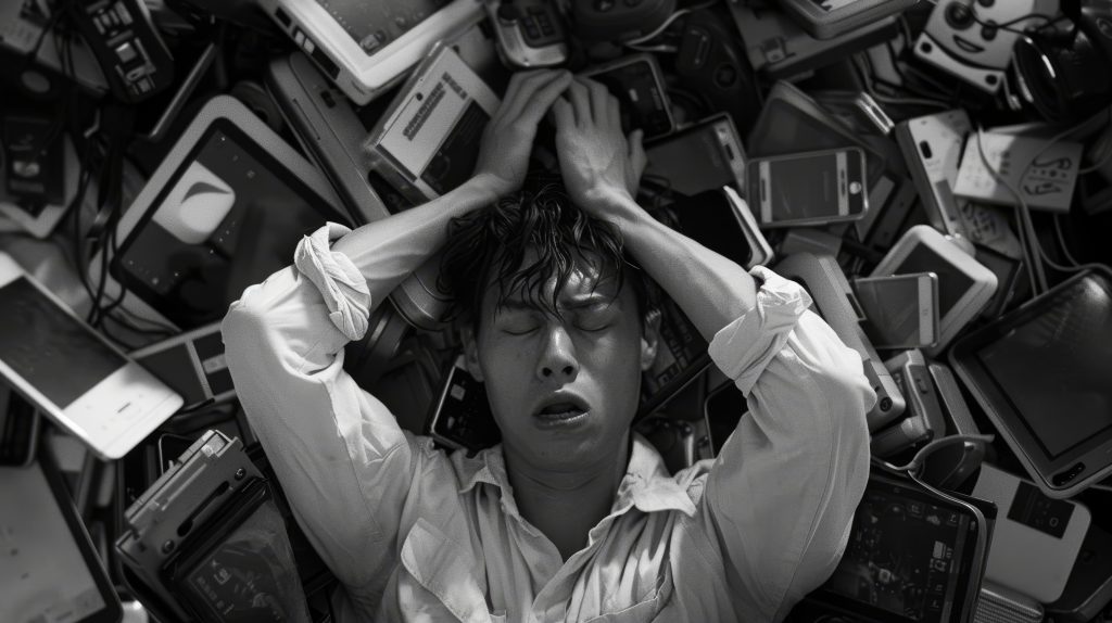 The Real Reason People Don’t Use Their Tech Effectively 6 concept person suffering from cybersickness technology addiction